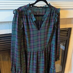 J crew tartan print dress xl